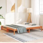 vidaXL Lit de jour avec lit gigogne cire marron 80x200 cm pin massif