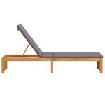 vidaXL Chaise longue avec coussin 200x55x30 cm en bois d'acacia