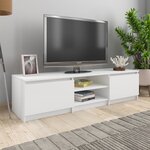 vidaXL Meuble TV Blanc 140x40x35 5 cm Bois d'ingénierie