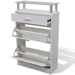 vidaXL Meuble à chaussures avec tiroir et plateau en verre Bois Blanc
