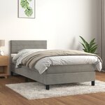 vidaXL Sommier à lattes de lit et matelas Gris clair 90x200 cm Velours
