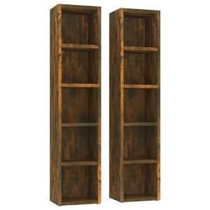 vidaXL Armoires à CD 2 Pièces Chêne fumé 21x16x93 5 cm Bois d'ingénierie