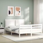 vidaXL Cadre de lit sans matelas blanc 160x200 cm bois massif