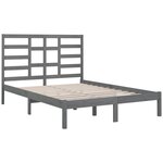 vidaXL Cadre de lit sans matelas gris bois massif 135x190 cm