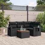 vidaXL Salon de jardin 5 Pièces avec coussins noir résine tressée