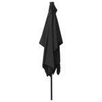 vidaXL Parasol de jardin avec LED et mât en acier noir 2x3 m