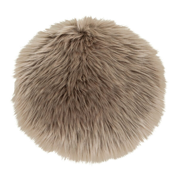 Coussin de siège rond en peau d'agneau artificielle marron grise Ø 35 cm