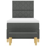 vidaXL Lit à Ressort avec Matelas & Banc Gris Foncé 100x200 cm Tissu
