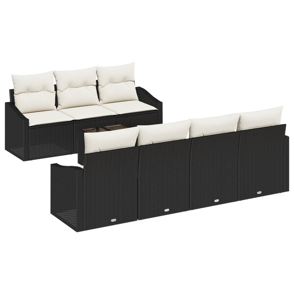 vidaXL Ensemble de canapé de jardin 8 pièces avec coussins en rattan noir