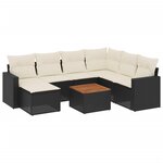 vidaXL Salon de jardin 8 Pièces avec coussins noir résine tressée