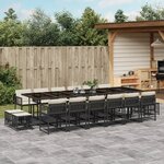 vidaXL Ensemble à manger de jardin 17 Pièces coussins noir résine tressée