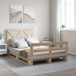 vidaXL Cadre de lit sans matelas avec tête de lit bois massif