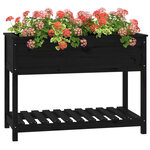 vidaXL Jardinière avec étagère Noir 111 5x54x81 cm Bois massif de pin
