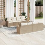 vidaXL Salon de jardin avec coussins 9 Pièces beige résine tressée