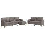 vidaXL Ensemble de canapés 3 Pièces avec repose-pied taupe tissu