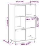 vidaXL Buffet haut Blanc 74x35x117 cm Bois massif de pin