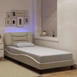 vidaXL Cadre de lit avec lumières LED crème 80x200 cm tissu
