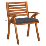 vidaXL Chaises de jardin avec coussins lot de 4 Bois de teck solide