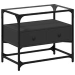vidaXL Meuble TV et dessus en verre noir 60x35x51 cm bois d'ingénierie