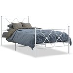 vidaXL Cadre de lit métal sans matelas avec pied de lit blanc 90x190cm