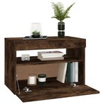 vidaXL Meuble TV avec lumières LED Chêne fumé 60x35x40 cm