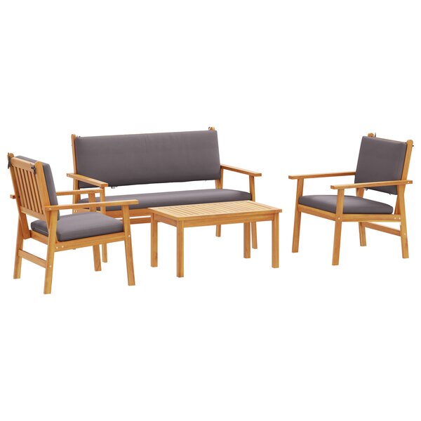 Ensemble de canapé de jardin 4 pièces avec coussins en bois d'acacia