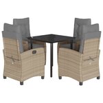 vidaXL Ensemble à manger de jardin coussins 5 Pièces mélange beige rotin
