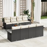 vidaXL Canapé de Jardin 9 pièces avec Coussins Noir Poly Rattan Acacia