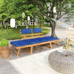 vidaXL Banc de jardin avec coussins 2-en-1 190 cm Bois solide d'acacia