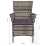 vidaXL Salon de jardin 7 Pièces avec coussins Résine tressée Gris