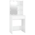 vidaXL Ensemble de coiffeuse avec LED Blanc brillant Bois d'ingénierie