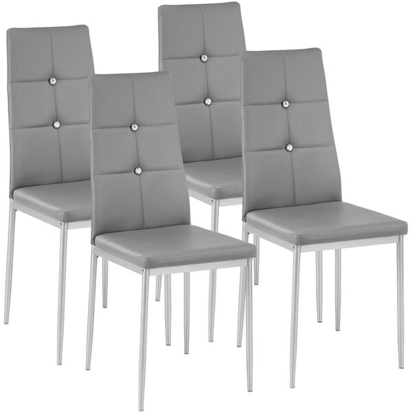 Lot de 4 chaises siège de salon cuisine salle à manger design élégant avec brillant gris 08_0000562