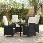 vidaXL Set de salle à manger de jardin 5 pièces avec coussins Noir Rotin Poly