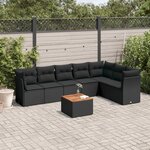 vidaXL Salon de jardin 8 Pièces avec coussins noir résine tressée