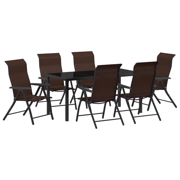 vidaXL Set de jardin 7 pièces marron en poly rattan