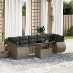 vidaXL Salon de jardin 8 Pièces avec coussins gris résine tressée