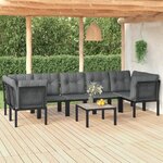 vidaXL Salon de jardin 8 Pièces noir et gris résine tressée