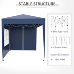 Tonnelle de jardin tente pliante barnum pop-up 2 x 2 m 4 parois latérales amovibles 2 fenêtres sac de transport pour camping  festival  plage  jardin bleu