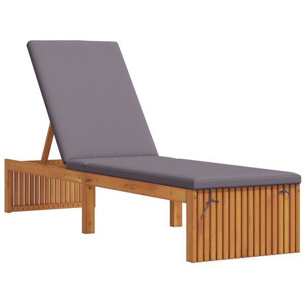 vidaXL Chaise longue avec coussin 200x55x30 cm en bois d'acacia