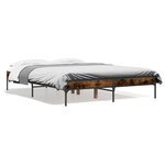 vidaXL Cadre de lit chêne fumé 120x200 cm bois d'ingénierie et métal