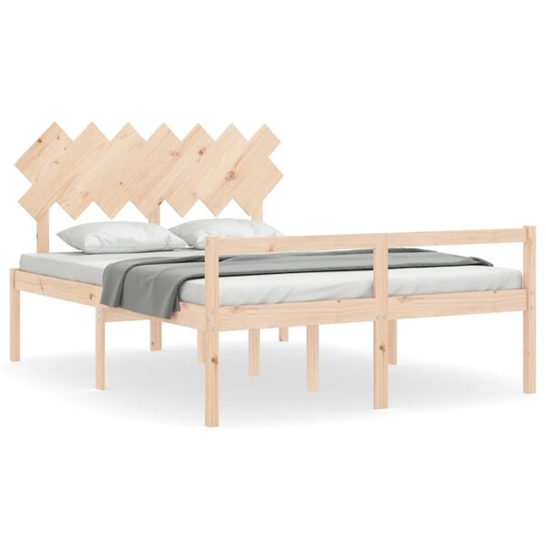vidaXL Lit pour personne âgée et tête de lit 140x200 cm bois massif