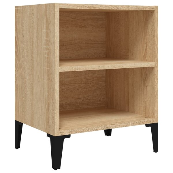 vidaXL Table de chevet avec pieds en métal chêne sonoma 40x30x50 cm