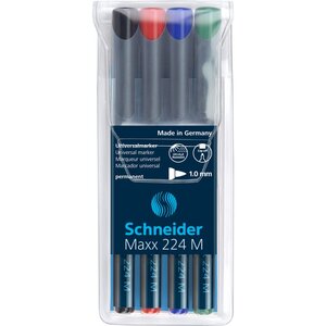 Marqueur universel Maxx 224 Pointe moyenne Permanent Pochette 4 assortis SCHNEIDER