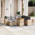 vidaXL Salon de jardin avec coussins 8 Pièces beige résine tressée