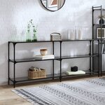 vidaXL Table console avec dessus en verre noir 194 5x30x81 cm acier