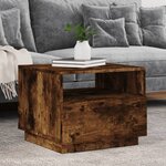 vidaXL Table basse avec lumières LED chêne fumé 50x49x40 cm