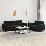 vidaXL Ensemble de canapés 2 Pièces avec coussins noir tissu microfibre