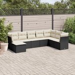 vidaXL Salon de jardin 8 Pièces avec coussins noir résine tressée