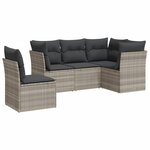 vidaXL Salon de jardin 5 Pièces avec coussins gris clair résine tressée