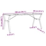 vidaXL Pieds de table à manger cadre en Y 180x80x73 cm acier